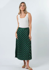 Brigette Skirt - Navy & Green Stripe