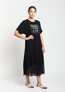 Nz Made Labels: Rebel For Life Tee Dress - Black
