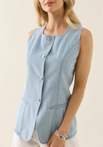 Sofie Denim Vest - Sky