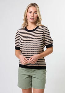 All Clothing: Charly Knit - Sand & Black Stripe