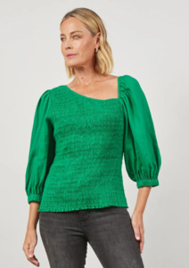 CLEARANCE Panorama Shirred Top - Meadow