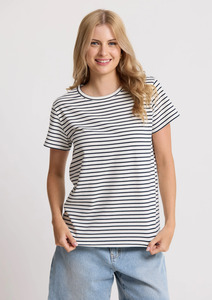 Classic Stripe Tee - White with Navy Stripe