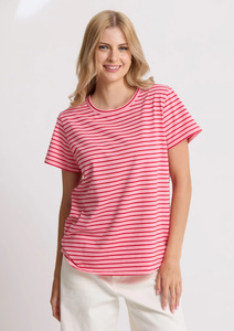 Classic Stripe Tee - Pink with Red Stripe