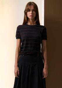 Pol Clothing: Sable Stripe Tee - Ink / Choc
