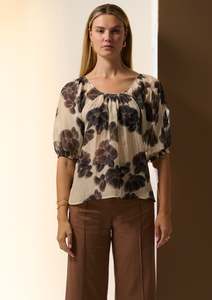 Pol Clothing: Amara Silk Scoop Top - Amara Print