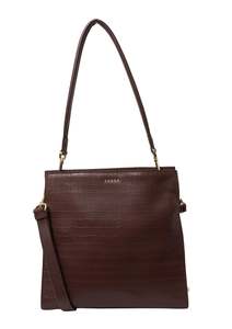 Saben: Beatrice Shoulder Bag - Espresso Croc