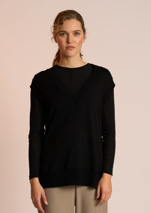 Neris: Mesh Encore Top - Black