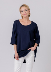 T Shirts: CLEARANCE Layered Top - Navy