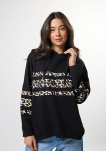 All Clothing: Newport Hoodie - Black Leopard Icon Stripe COMING SOON