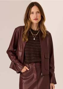 Hugo Zip Crop Jacket - Merlot