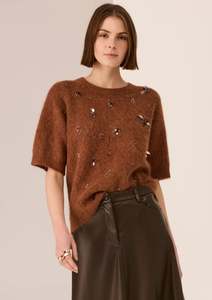 Haviland Beaded Knit Tee - Toffee