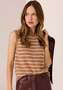 Carmel Striped Vest - Camel / Blush