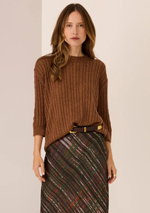 Vaun Cable Knit Tee - Toffee