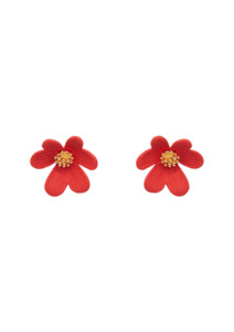 Mini Flower Petal Earrings - Tomato