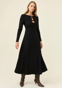 Long Dresses: Naria Bead Dress - Onyx