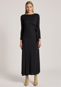 Long Dresses: Aria Tie Maxi Dress - Black