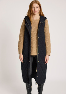 Coats Jackets: Sansi Quilted Long Vest - Black