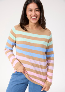 Sweaters: Vermont Stripe Jumper - Tan