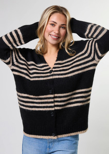Stripe Cardigan - Black Sand