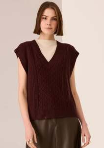 Loren Cable Vest - Merlot