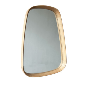 Wall Decor Mirrors: Oblong Framed Wall Hanging Mirror - Natural Oak