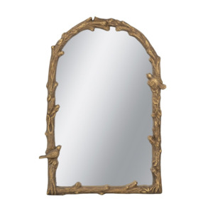 Wall Decor Mirrors: Branches with Birds Wall Hanging Mirror - gold