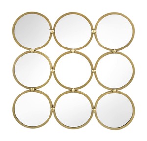 Wall Decor Mirrors: Circles Wall Hanging Metal Mirror - Gold