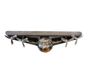 Bomber Plane Mantle Metal & Wood Shelf Wall Hanging