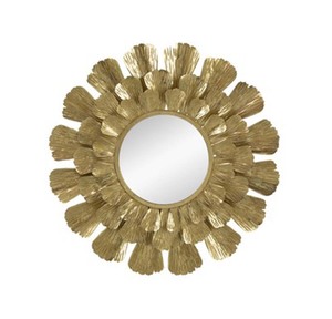 Wall Decor Mirrors: Tamara Round Wall Hanging Metal Mirror - Gold