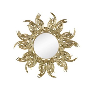 Wall Decor Mirrors: Aurelie Round Wall Hanging Metal Mirror - Gold