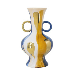 Ceramic Vase: Ceramic Vase with 2 handles - multi coloured