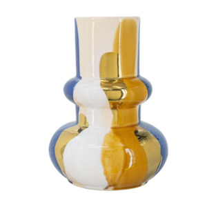 Ceramic Vase: Ceramic Cylindrical Vase - multi coloured