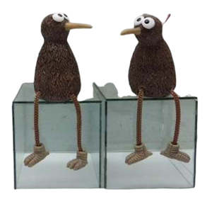 Animal Figurines Statues Nz: Pair Of Kiwis With Dangling Legs - Poly Resin