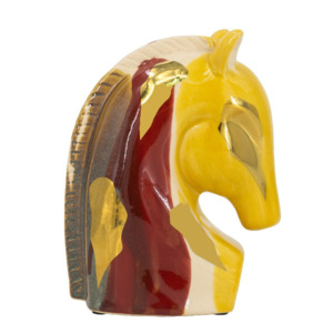 Animal Figurines Statues Nz: Ceramic Horse Head small - multi coloured