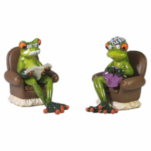 frog statue: Retired Pair of Funky Frogs - Polyresin