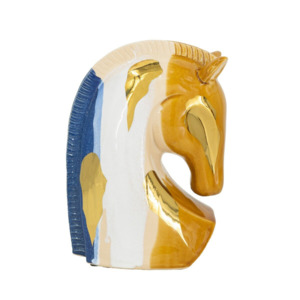 Animal Figurines Statues Nz: Ceramic Horse Head large - multi coloured