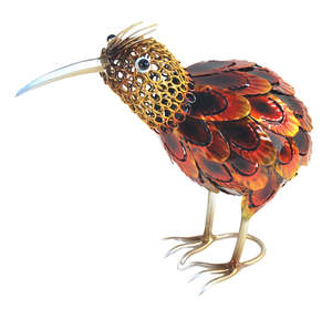 Animal Figurines Statues Nz: Ringed Kiwi Bird Metal Free Standing