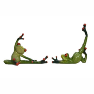 Animal Figurines Statues Nz: Pair of Funky Frogs doing Yoga - Polyresin