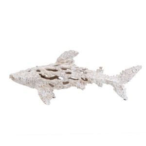 Animal Figurines Statues Nz: Coral Look Shark Figurine - white