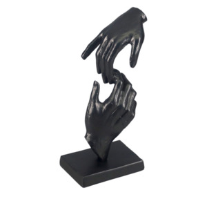 Decorative Ornaments Nz: Hands Sculpture on Black MDF Base - Black