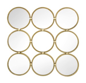 Wall Decor Mirrors: Circles Wall Hanging Metal Mirror - Gold