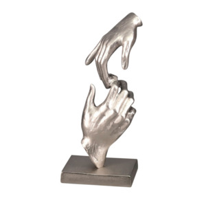 Decorative Ornaments Nz: Hands Sculpture on Silver MDF Base - Silver