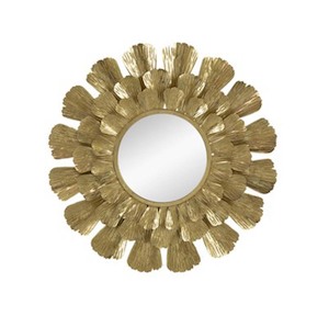 Wall Decor Mirrors: Tamara Round Wall Hanging Metal Mirror - Gold