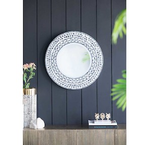 Wall Decor Mirrors: Round Capiz Framed Wall Hanging Mirror