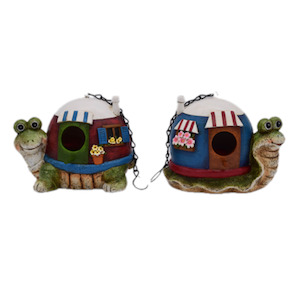 Turtle Bird Houses - Set of 2 - Poly Resin