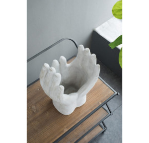 Decorative Planters Nz: Hand Statue Planter - Soft Grey