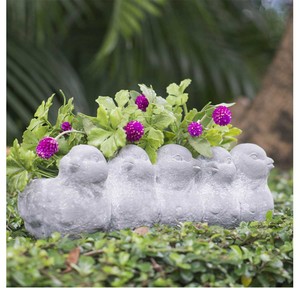 Decorative Planters Nz: Grey Birds Planter - Resin