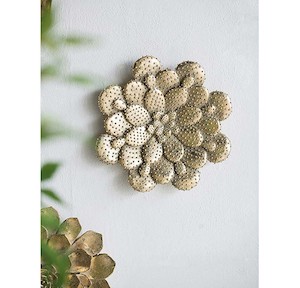 Wall Decor Wall Plaques: Annie Succulent Wall Hanging Plaque - gold