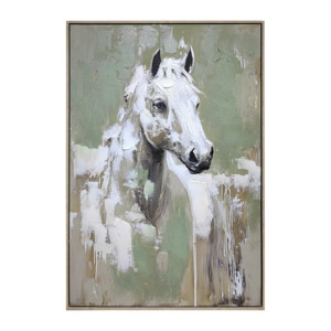 Clearance: Sculptural Horse Hand-painted Framed Canvas Art