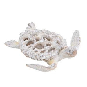 Home Decor Animal Decor Statues: Coral Look Reef Sea Turtle Figurine - white